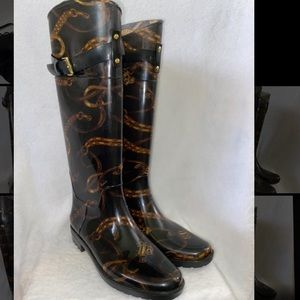 Ralph Laurel Tall Rain Boots Rossalyn II Size 8